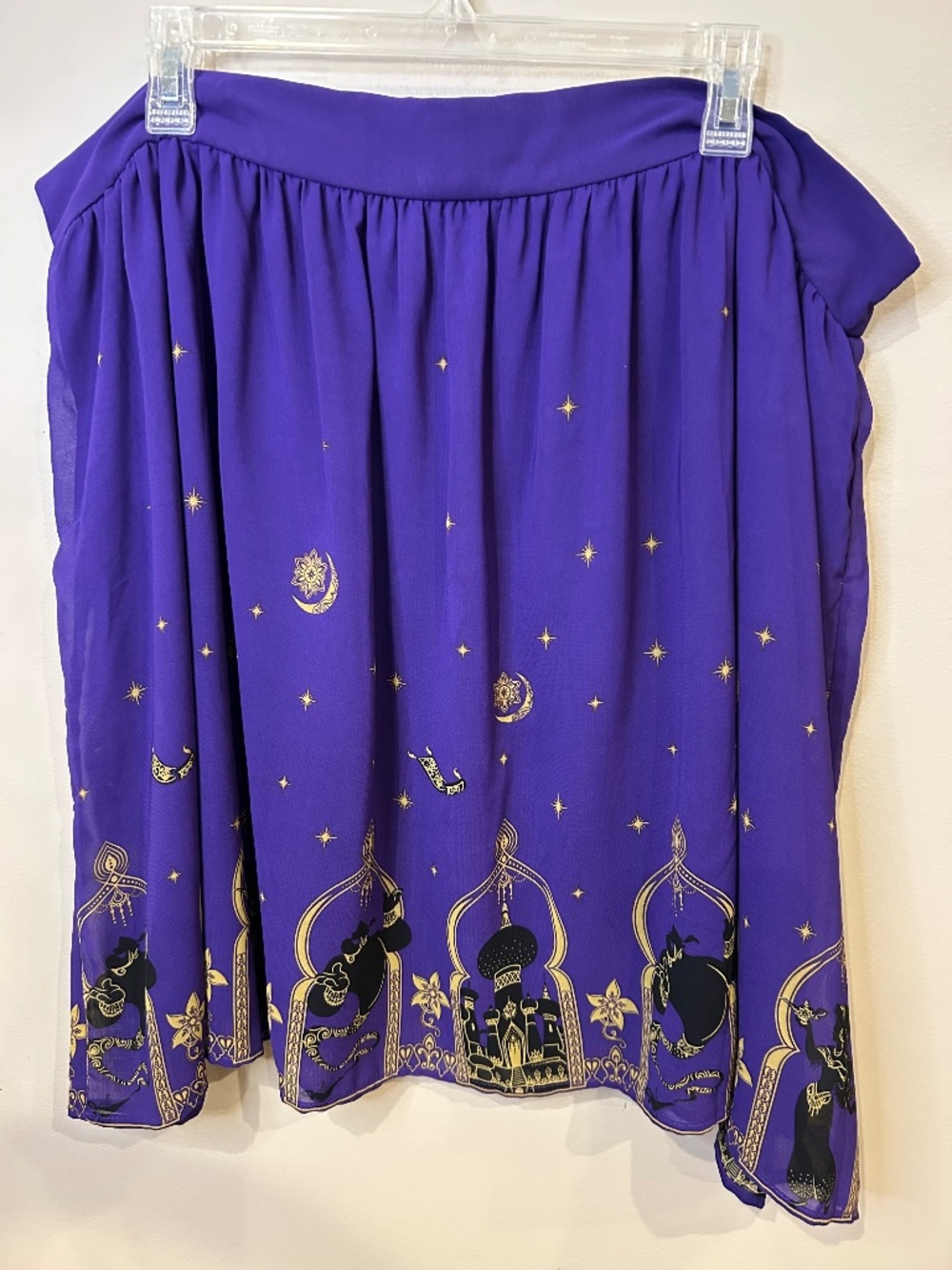 Disney Aladdin Agrabah Border Print Chiffon Skirt Purple Gold Plus Size 3X